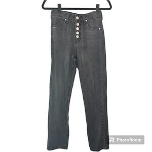 BP. BP BUTTON FLY MOM JEANS IN FADED BLACK WASH Size 25